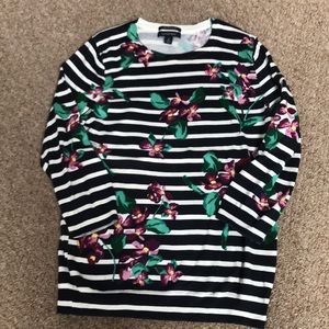 Lands end sweater with stripes and floral print